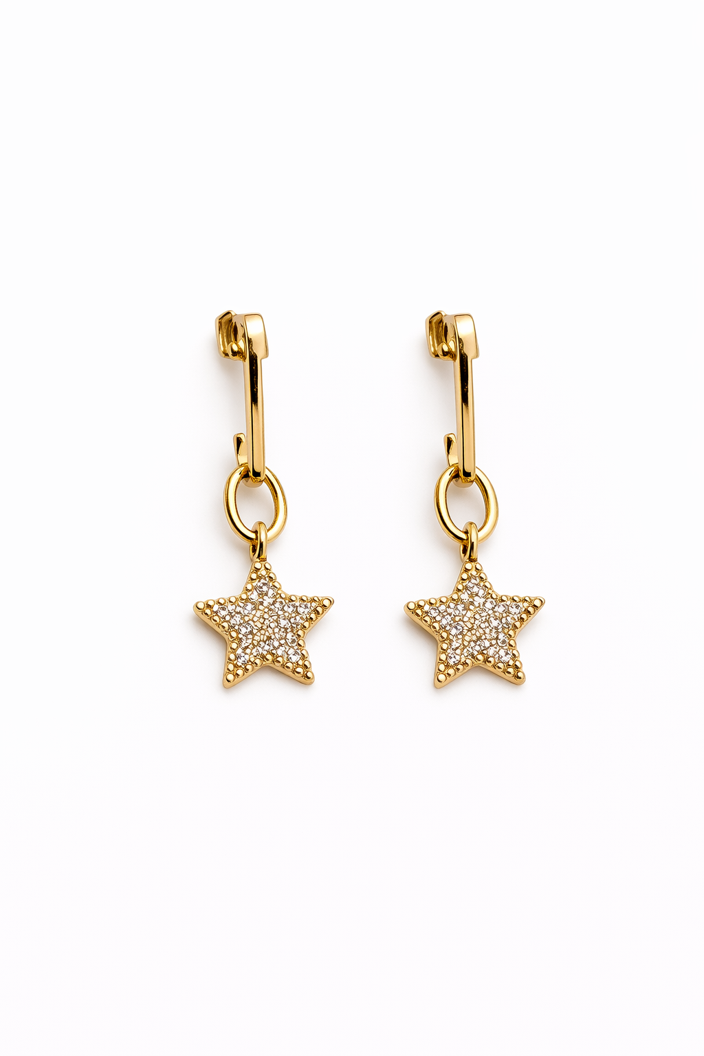 Sparkle Star Link Drop Earrings