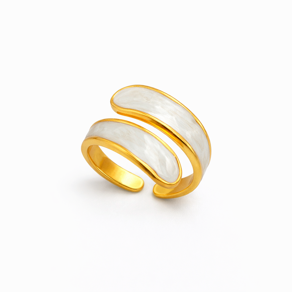Luminous White Enamel Wrap Ring