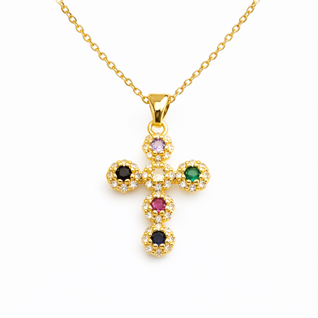 Multicolour Radiant Cross Pendant