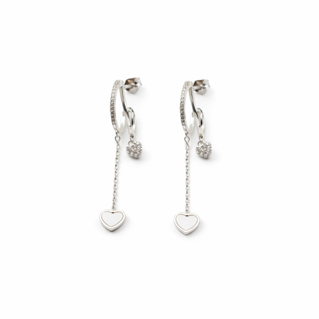 Graceful Heart Charm Earrings