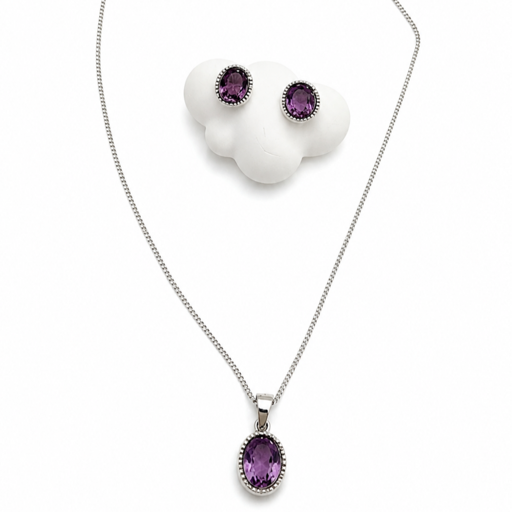 “Amethyst Aura” Silver Jewellery Set