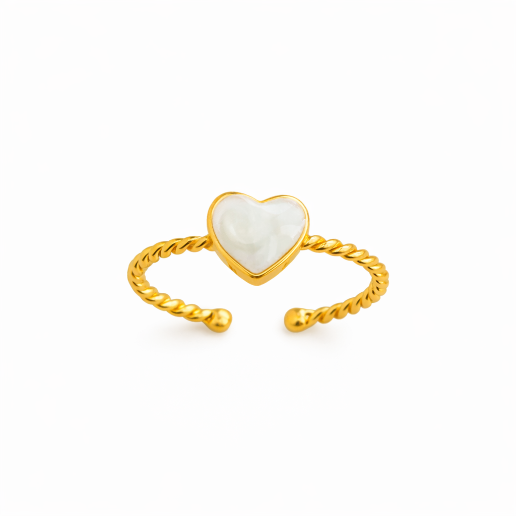 Luminous Heart Twisted Rope Ring