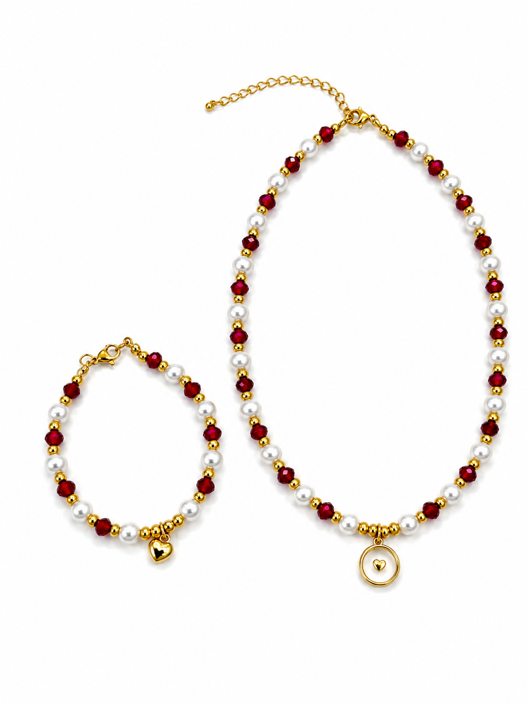 “Ruby Amour” Murano & Czech Crystal Jewellery Set