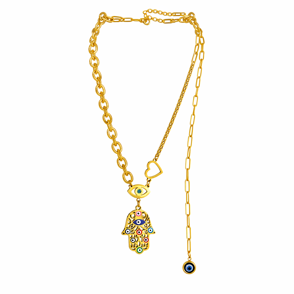 Hamsa & Evil Eye Statement Necklace