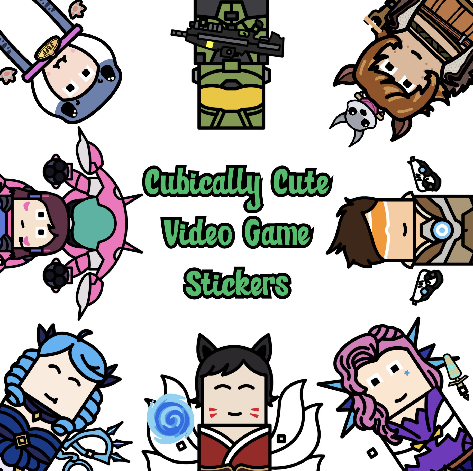 Cubically Cute Video Game Stickers