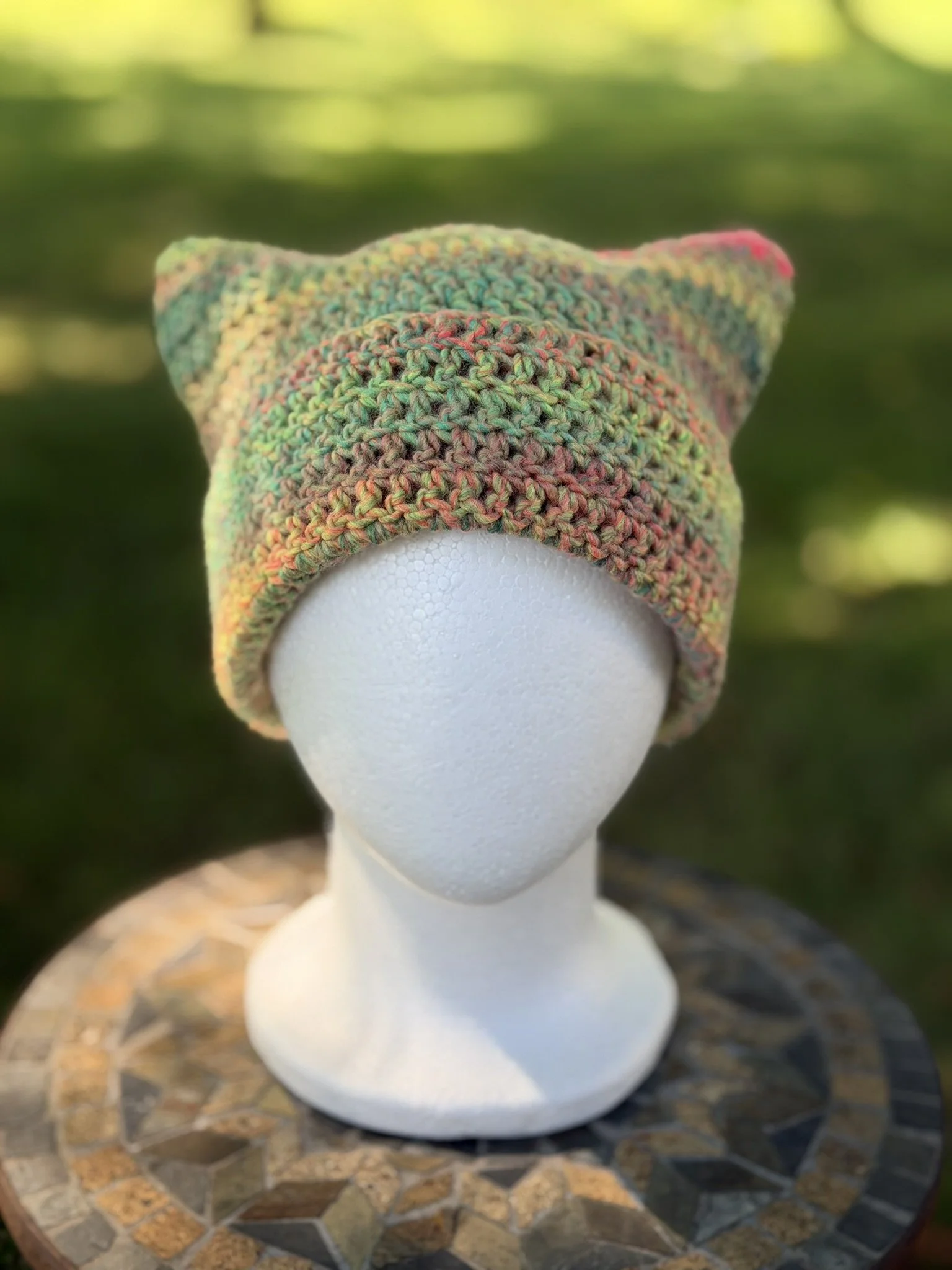 Radioactive Rainbow Cat Ear Beanie