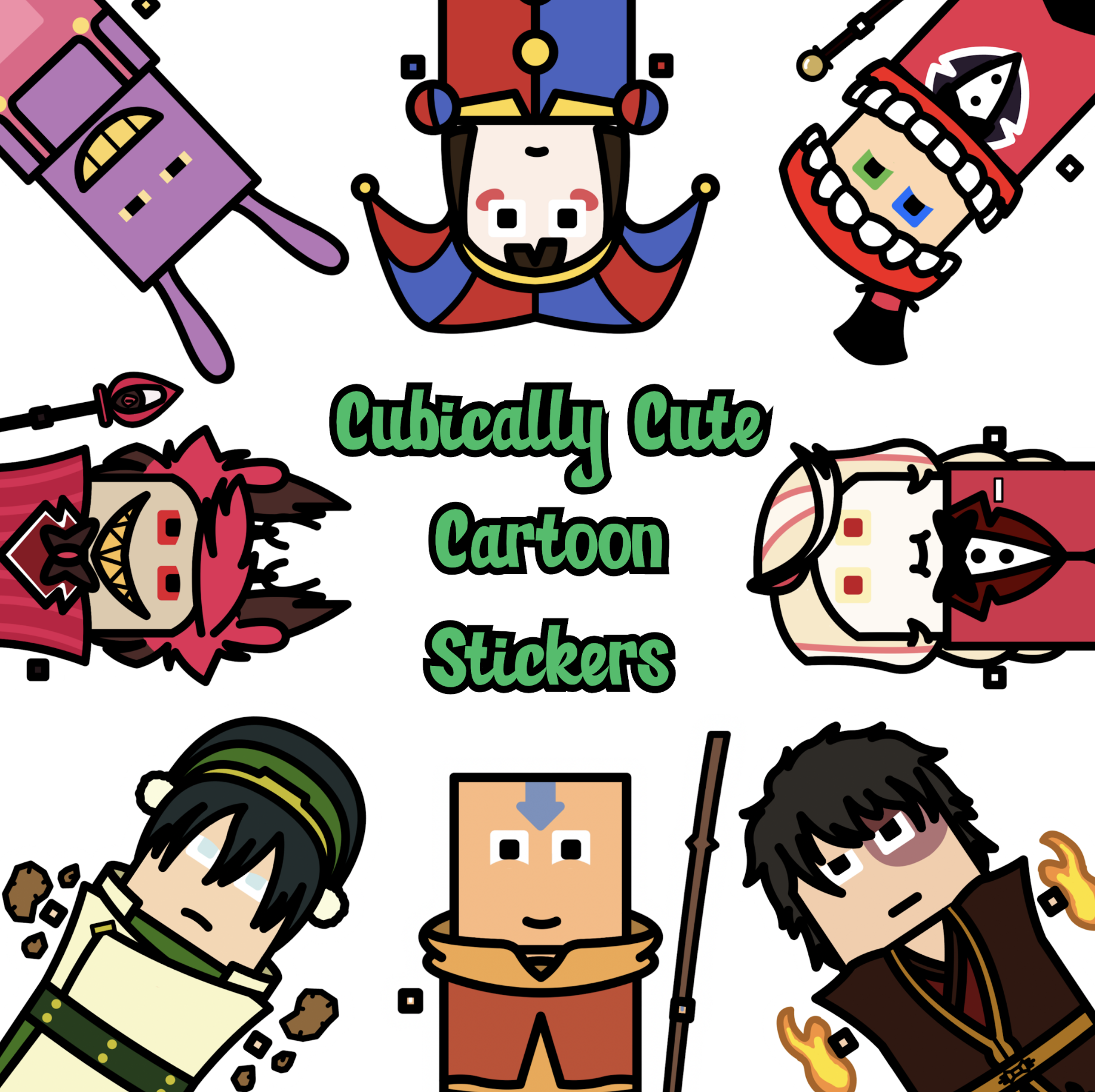 Cubically Cute Cartoon Stickers