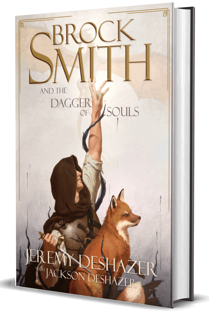 Book cover titled "Brock Smith and the Dagger of Souls" by Jeremy Deshazer with Jackson Deshazer.