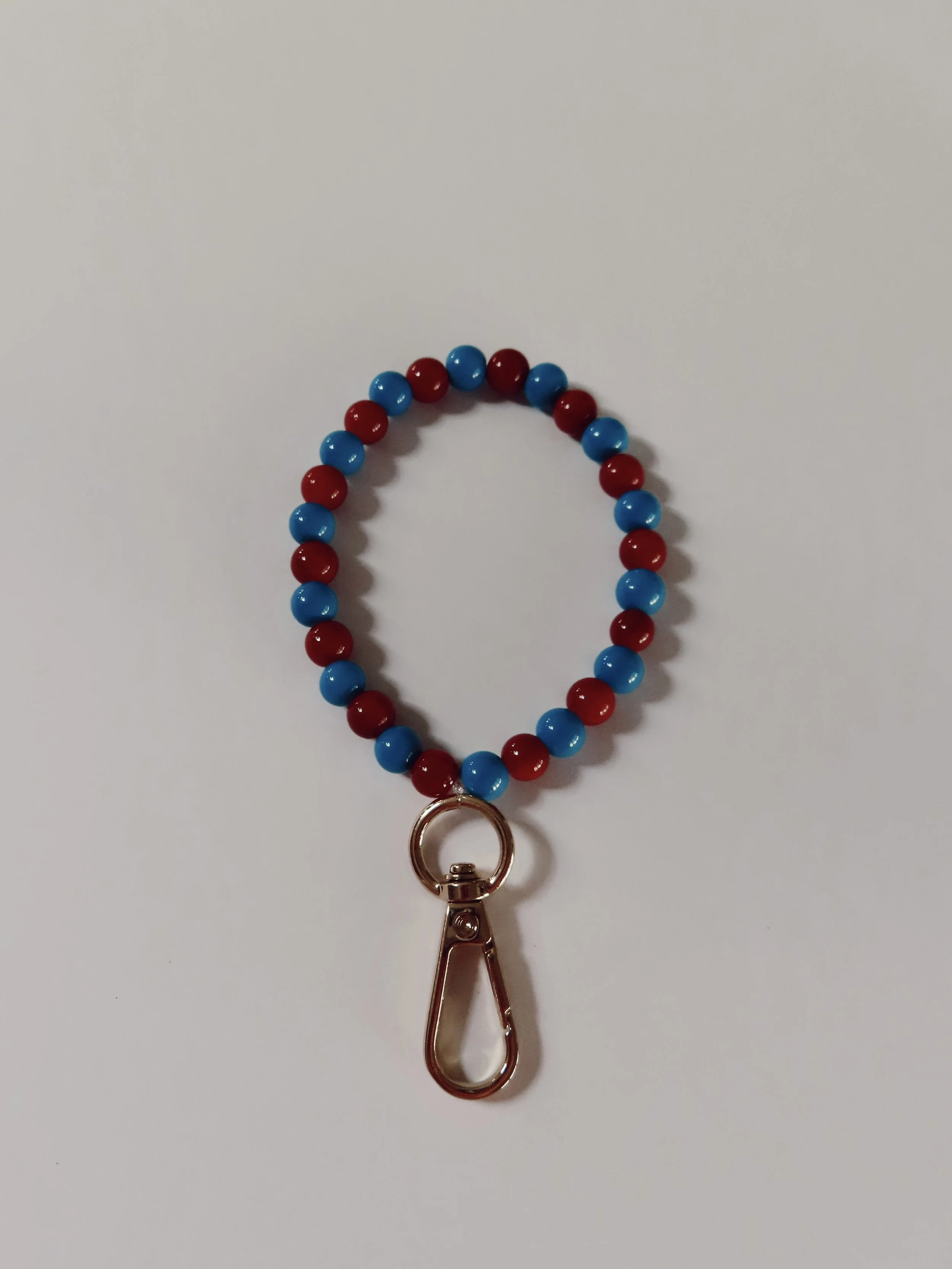 Blue & Red beaded keychain