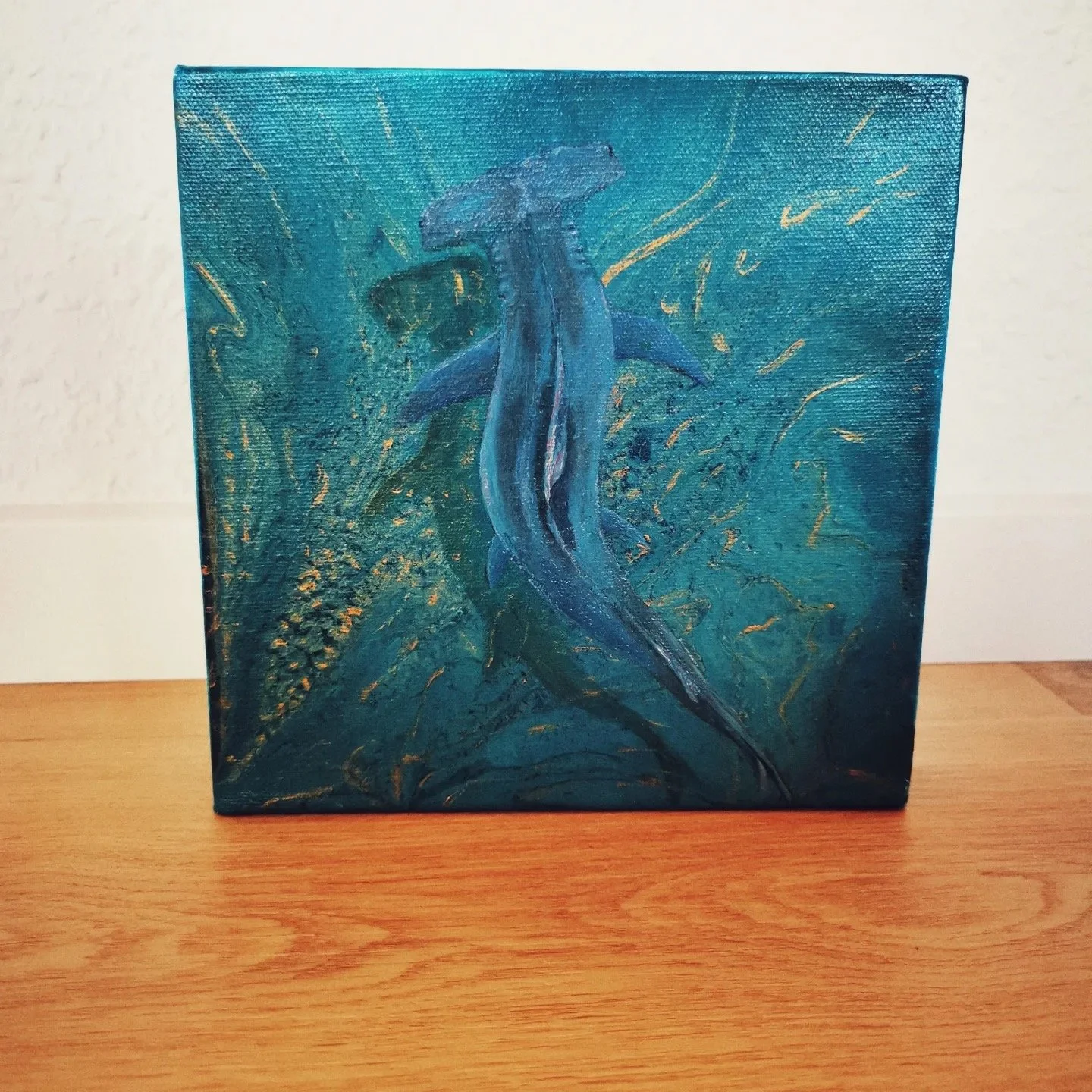 Hammerhead shark in golden shores