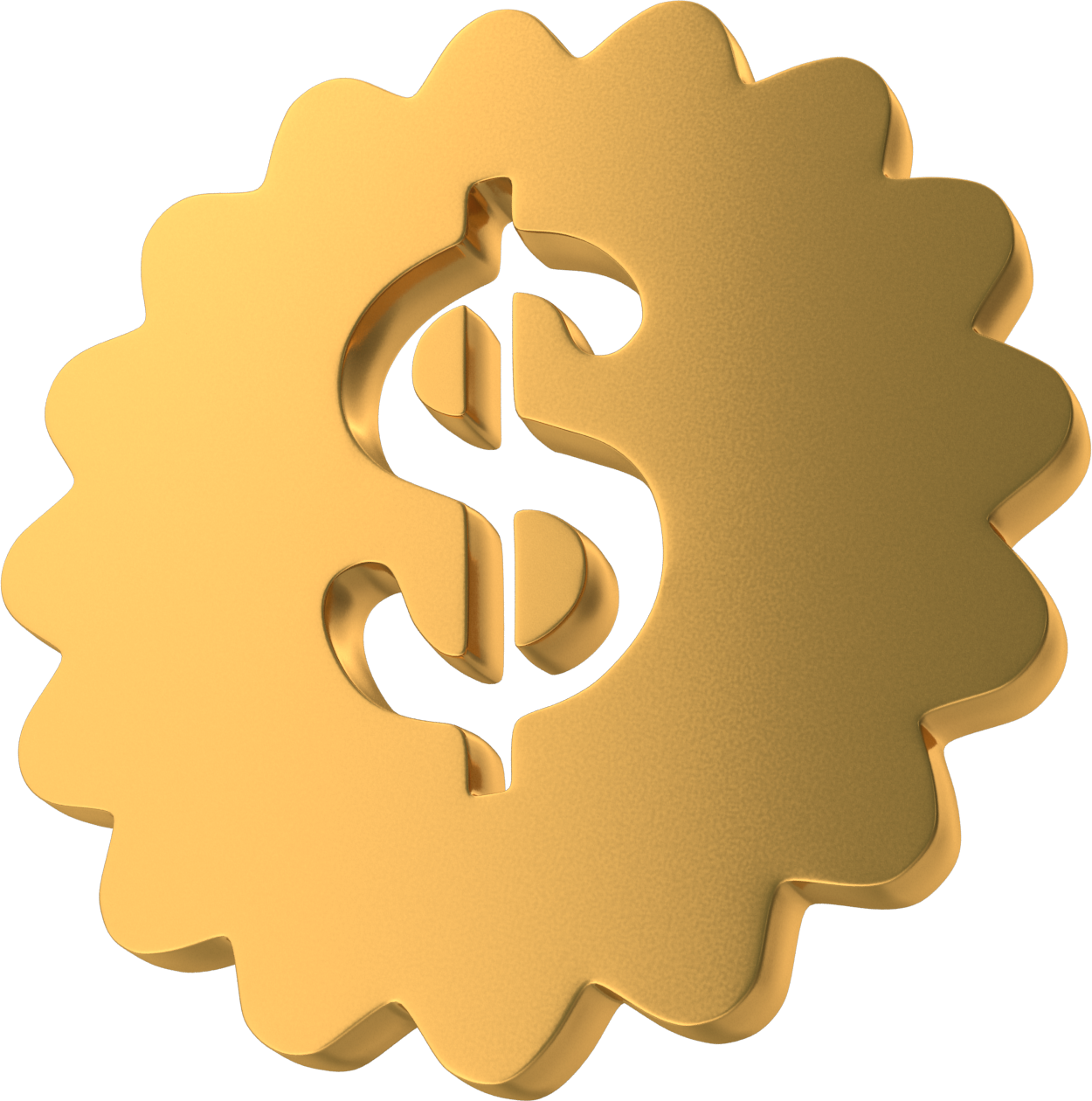 Golden gear with a dollar sign cutout in the center.