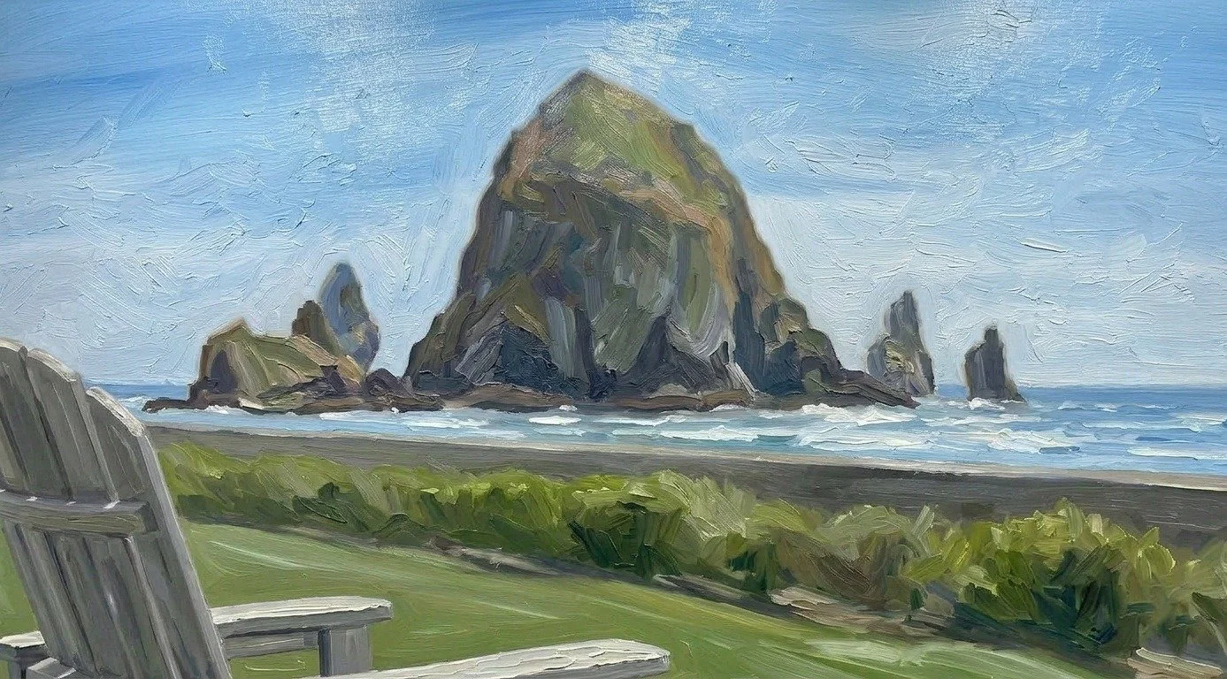 Haystack Rock painting from the Off to the Oregon Coast art series by Porch to Palm