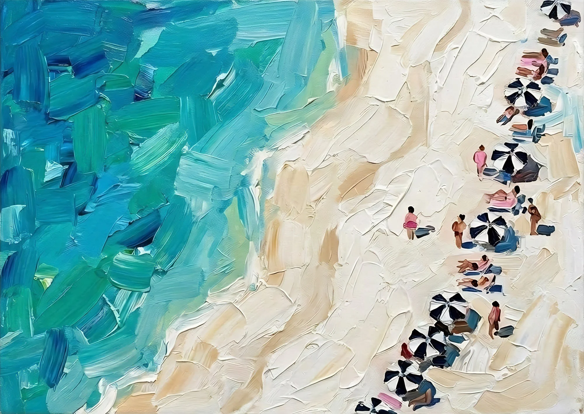 Beach Day, Striped Umbrellas, a signed giclée print from The Road to 30A series by Porch to Palm
