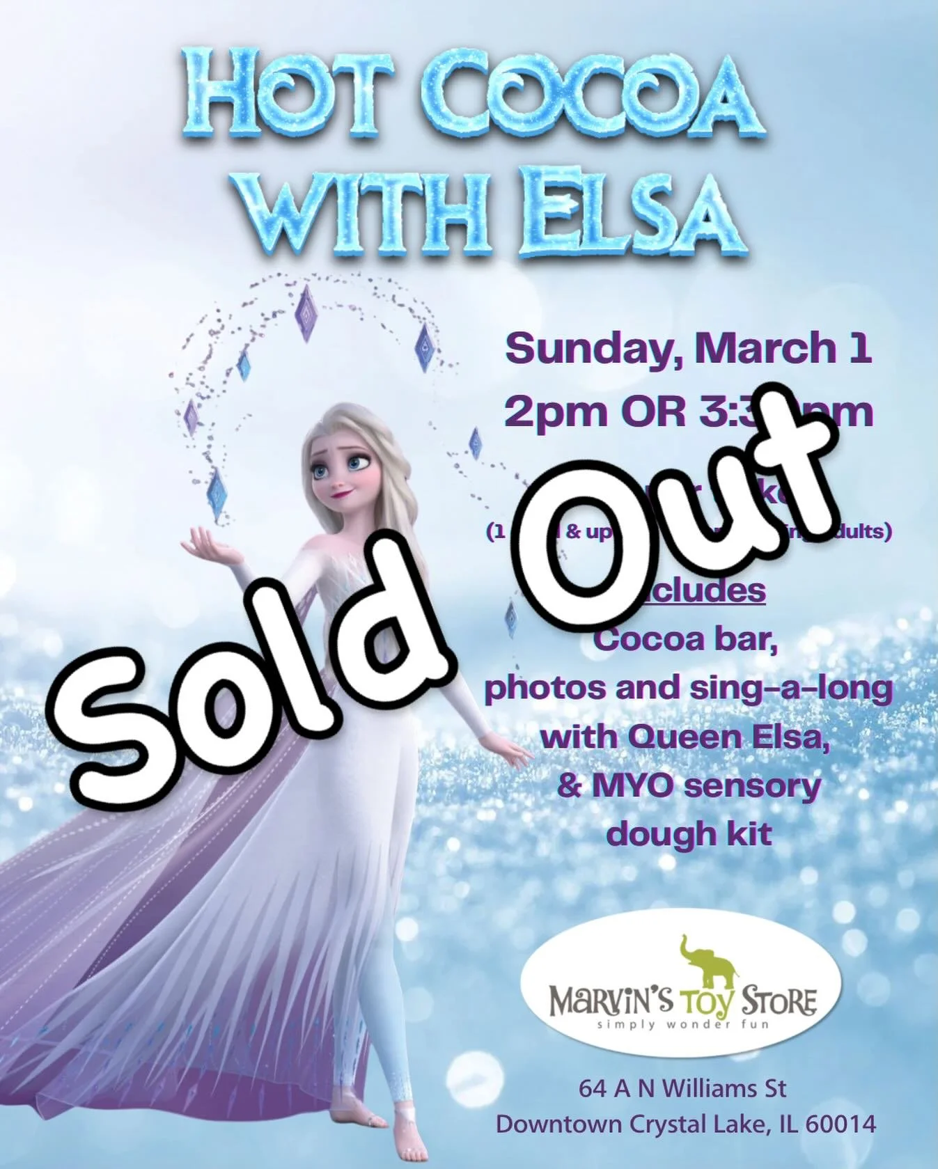 Cocoa with Elsa is all Sold Out!

We will plan another event with Elsa, maybe Frozen Hot Cocoa, for this Spring/Summer. 

Follow along in Insta, FB and TikTok with us for event news, inventory updates, BTS, tutorials, fun and more.