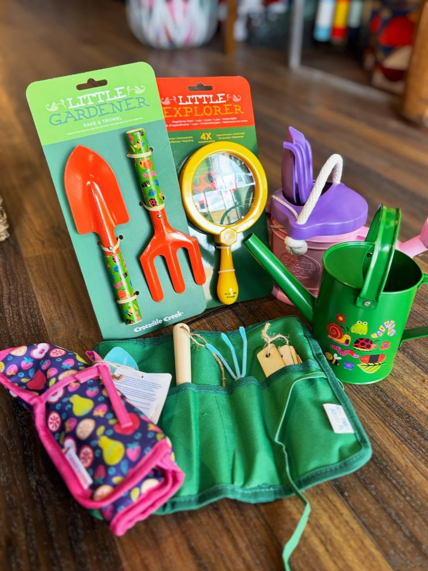 Sunshine, warmer temps, flowers blooming&hellip;Is there anything better? 
Get outside, dig in the dirt, touch grass 😉
We&rsquo;ve got little gardening and explorer toys that are made just for your little hands.