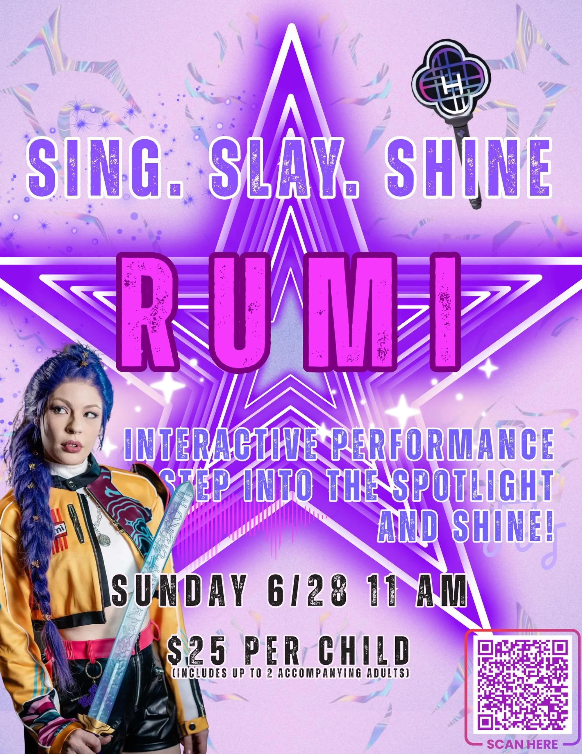 ✨ SING. SLAY. SHINE. ✨

Step into a world of starlight, music, and magic with Rumi at Marvin&rsquo;s Toy Store! 

Join us for an unforgettable enchanted meet &amp; greet featuring:
💖 Singing &amp; idol moments 
⚔️ Demon hunter training moves 
✨ Magi