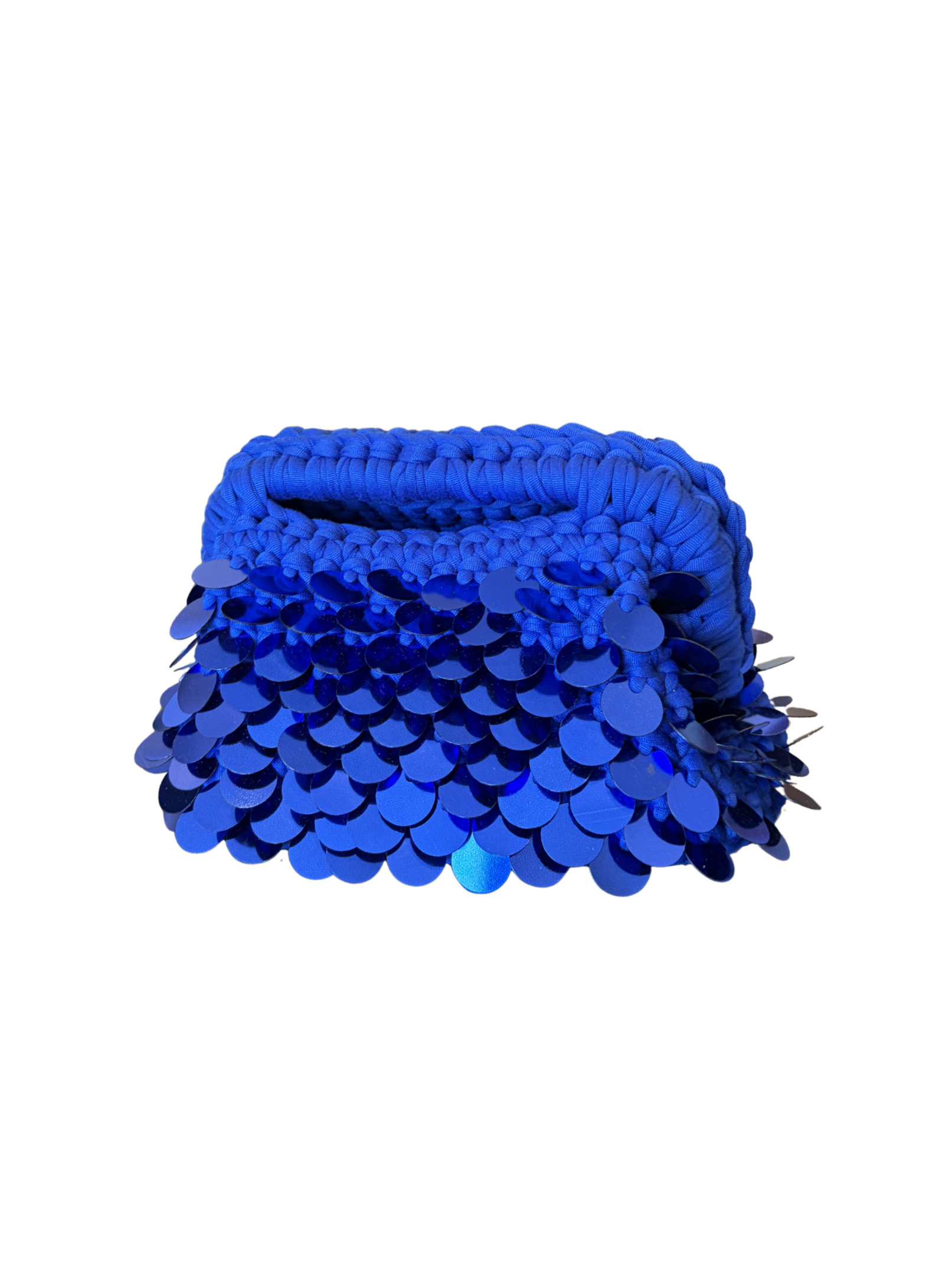 Crochet Sequins Clutch - Blue