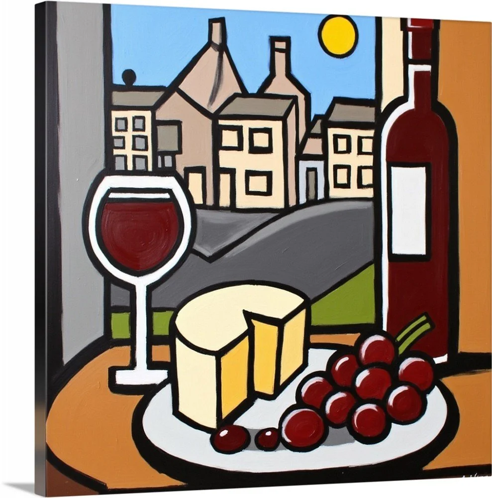 'Wine O'Clock ' - Canvas Tile Print - 20in x 20in , 2025