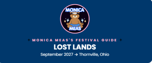 Monica Meas's Lost Lands 2027 festival guide cover, Thornville, Ohio