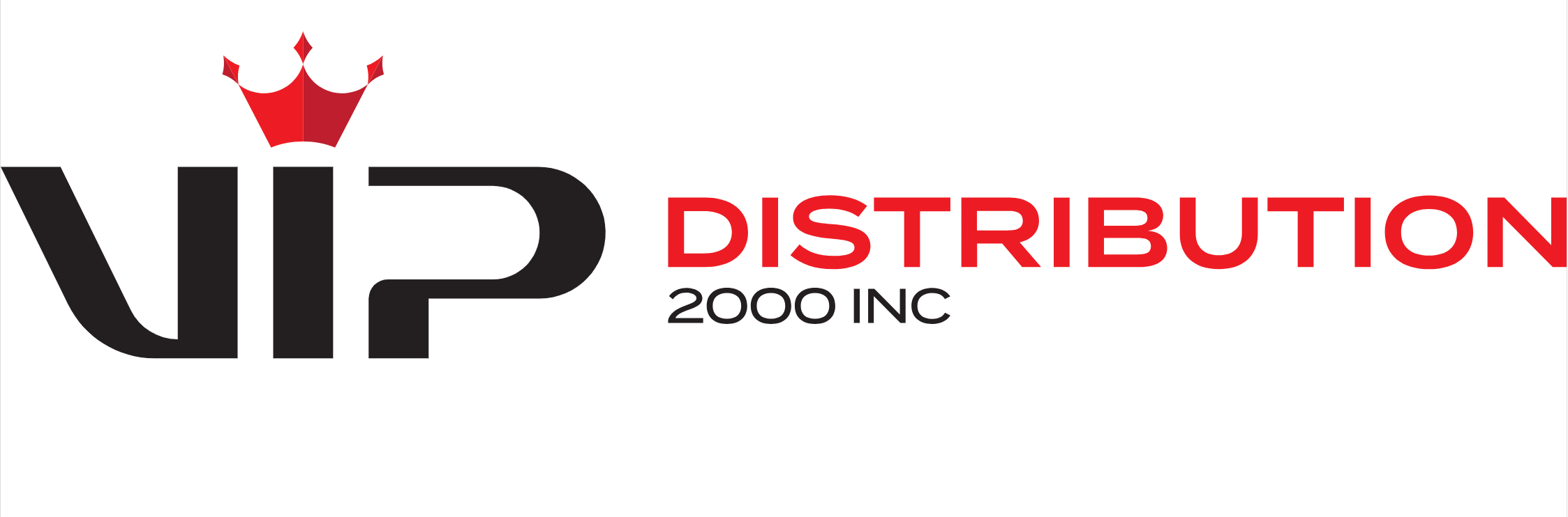 Logo for VIP Distribution, established in 2000, featuring a stylized crown above the letters VIP and the word distribution in red.