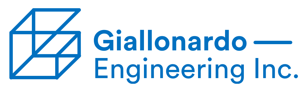 Giallardo Engineering Inc. logo with a stylized geometric cube design in blue and the company name in blue text.