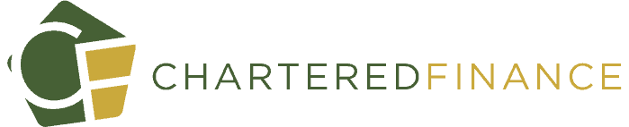Chartered Finance logo with green and gold colors, featuring stylized money and a check mark.