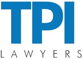 Logo of TPI Lawyers in blue and black text