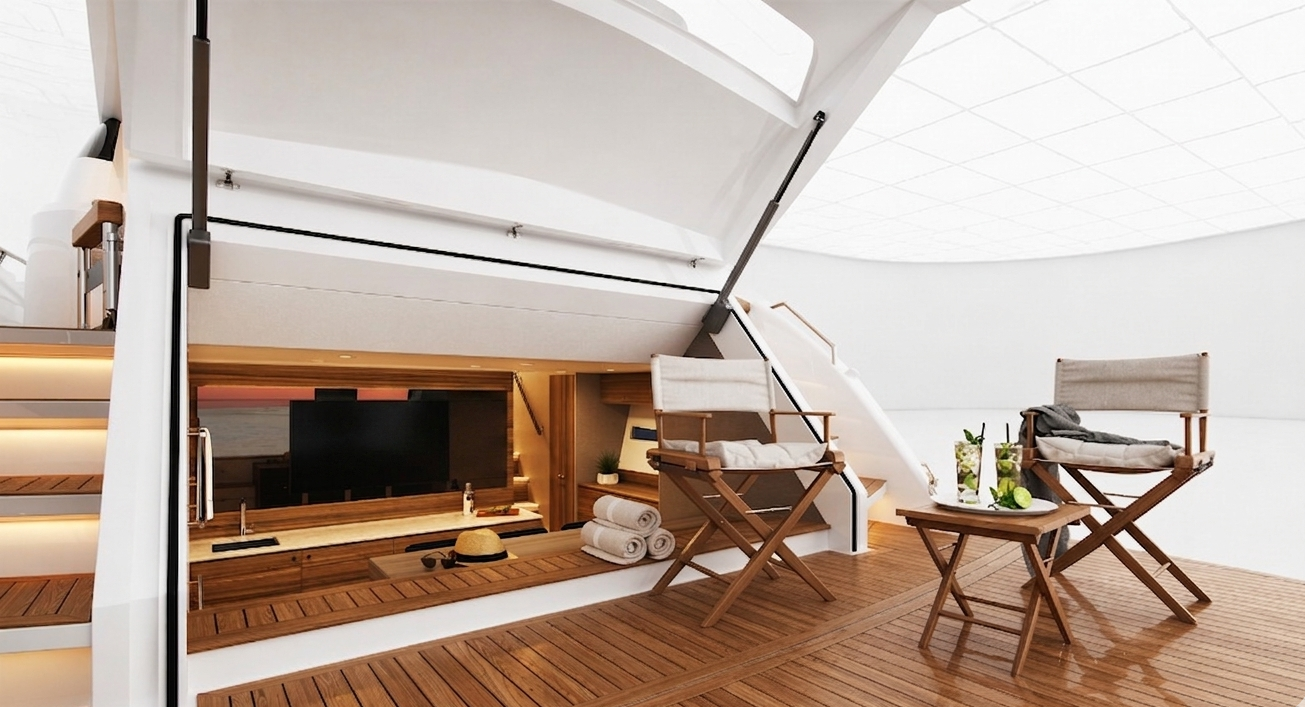 Maritimo motoryacht transom