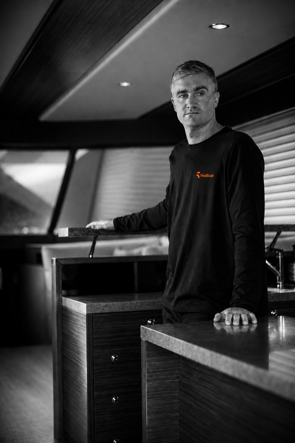 Tom Barry-Cotter Portrait on motoryacht