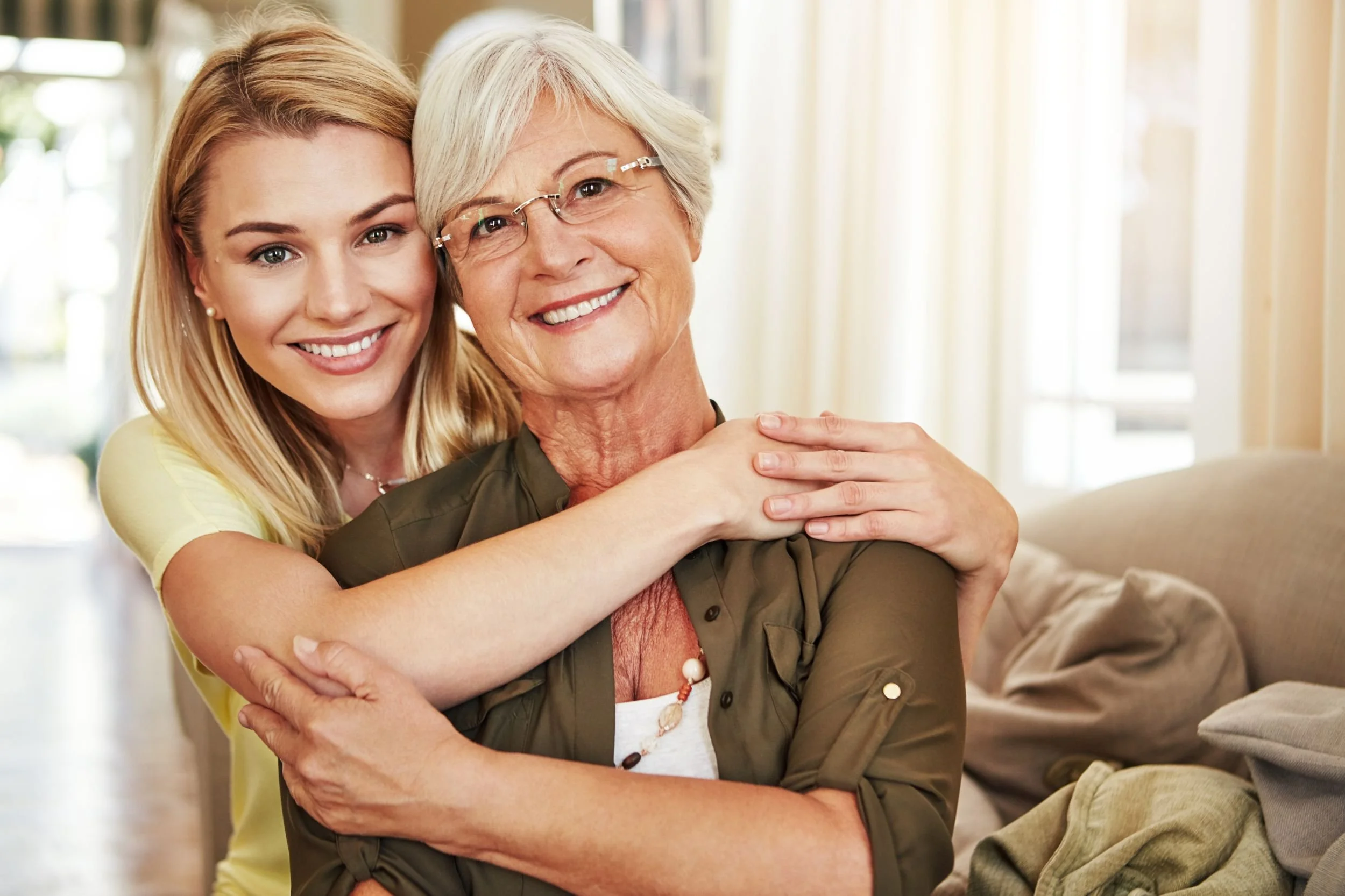 Mother and daughter embracing