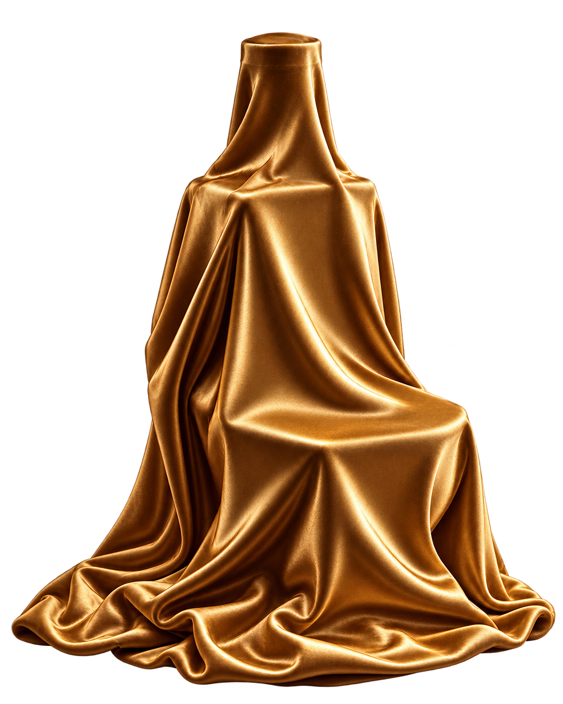 Toilet Wine’s second-generation sculptural wine bottle concealed beneath luxurious gold satin fabric against a bold red background.