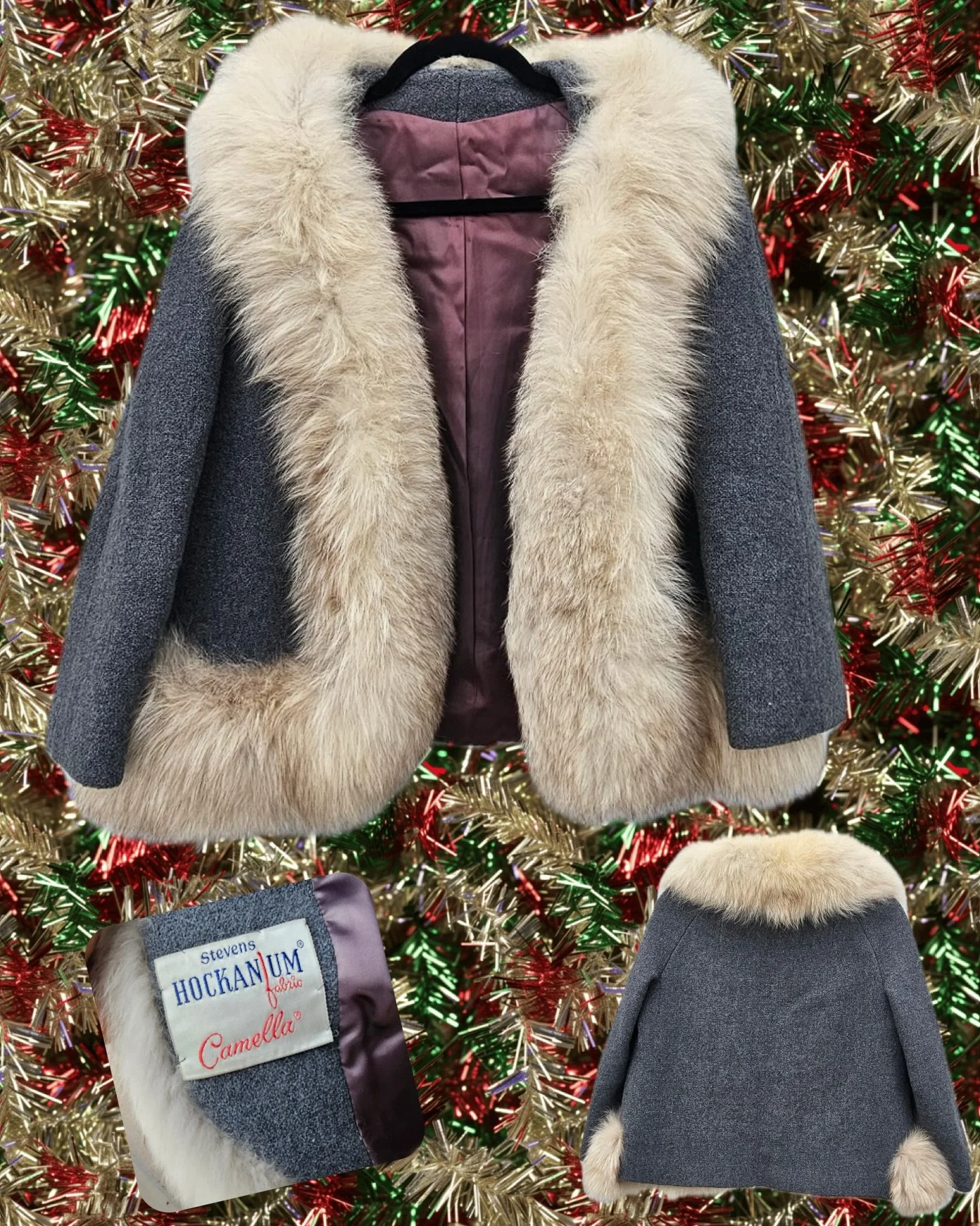 Dropping this vintage 1960s beauty at tomorrow&rsquo;s market and she&rsquo;s a showstopper ✨Made with luxurious Stevens Hockanum Camella wool and trimmed in soft, genuine fox fur, this piece captures that classic mid-century glamour in the best way.