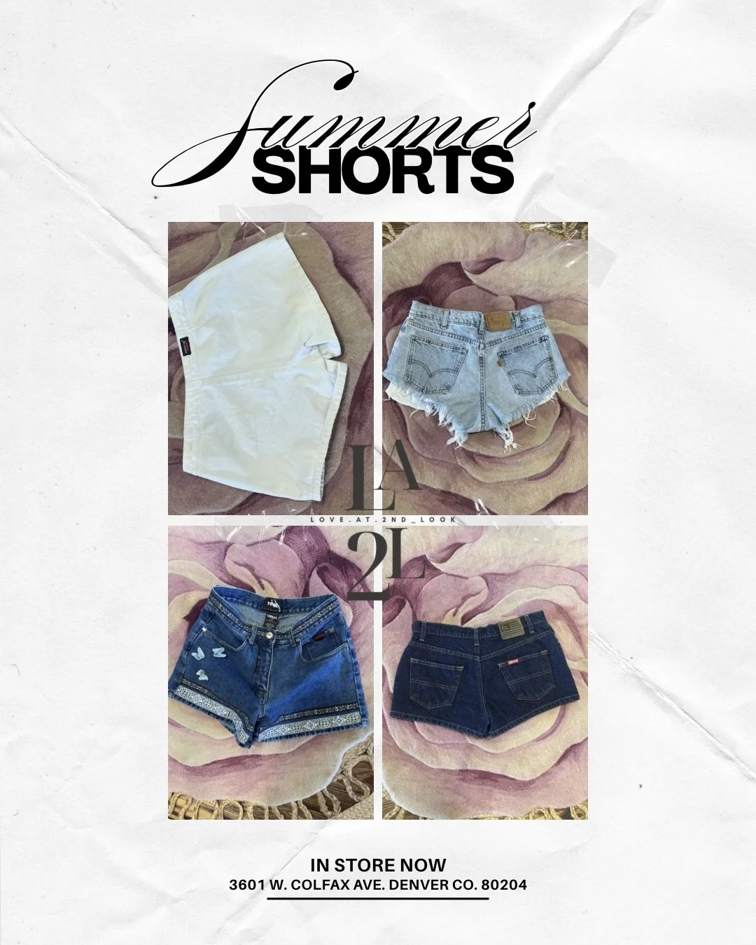 Curated Shorts ✨ vintage &amp; Y2K gems 💫

🪩in store now
📍3601 W. Colfax Ave., Denver, CO 80204

#shopsmall 
#secondhand 
#y2k 
#denver 
#colorado