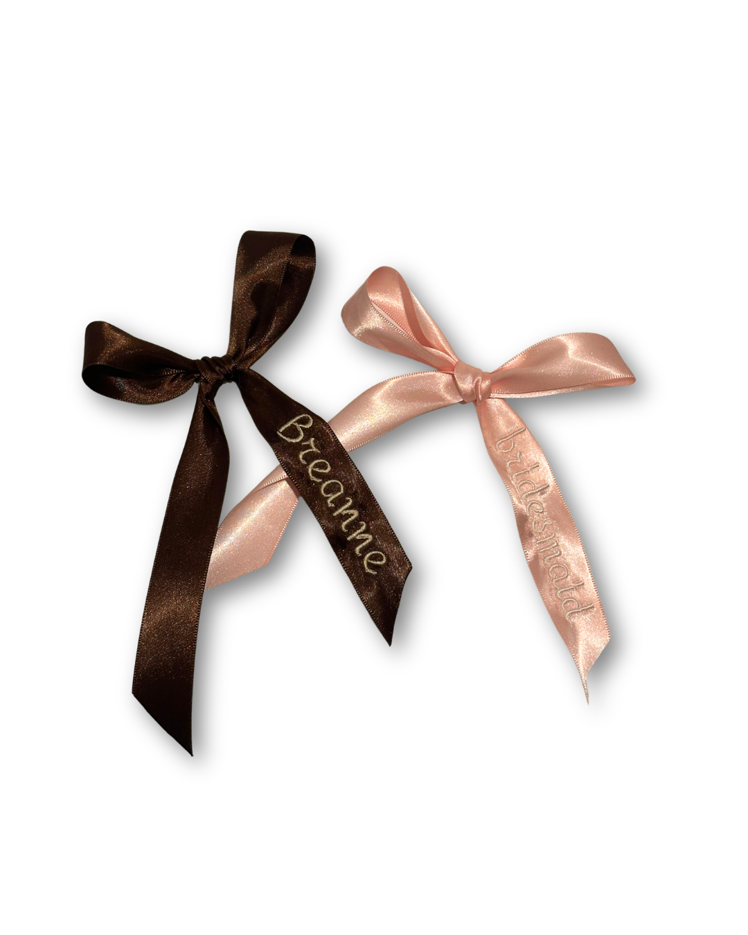 Bridesmaid embroidered ribbon personalized with name for wedding favors
