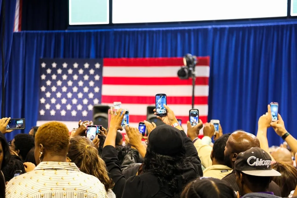 An indoor event of a political campaign.