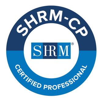 SHRM-CP Certified Professional logo with blue and white circular design
