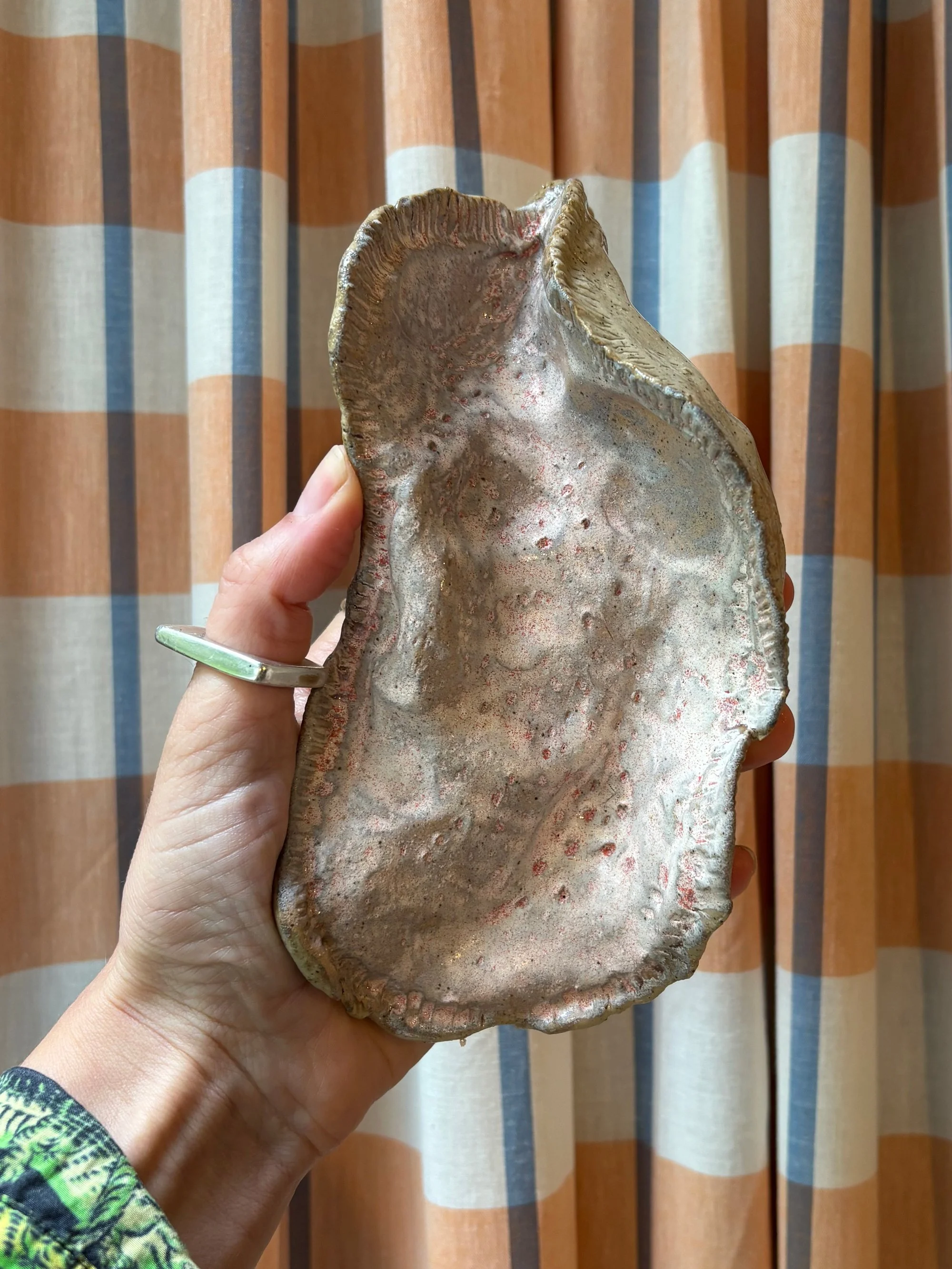 'Oyster Lover' Spoon Rest / Wall Artwork by Miriam McWilliam of Slow Rise Ceramics.