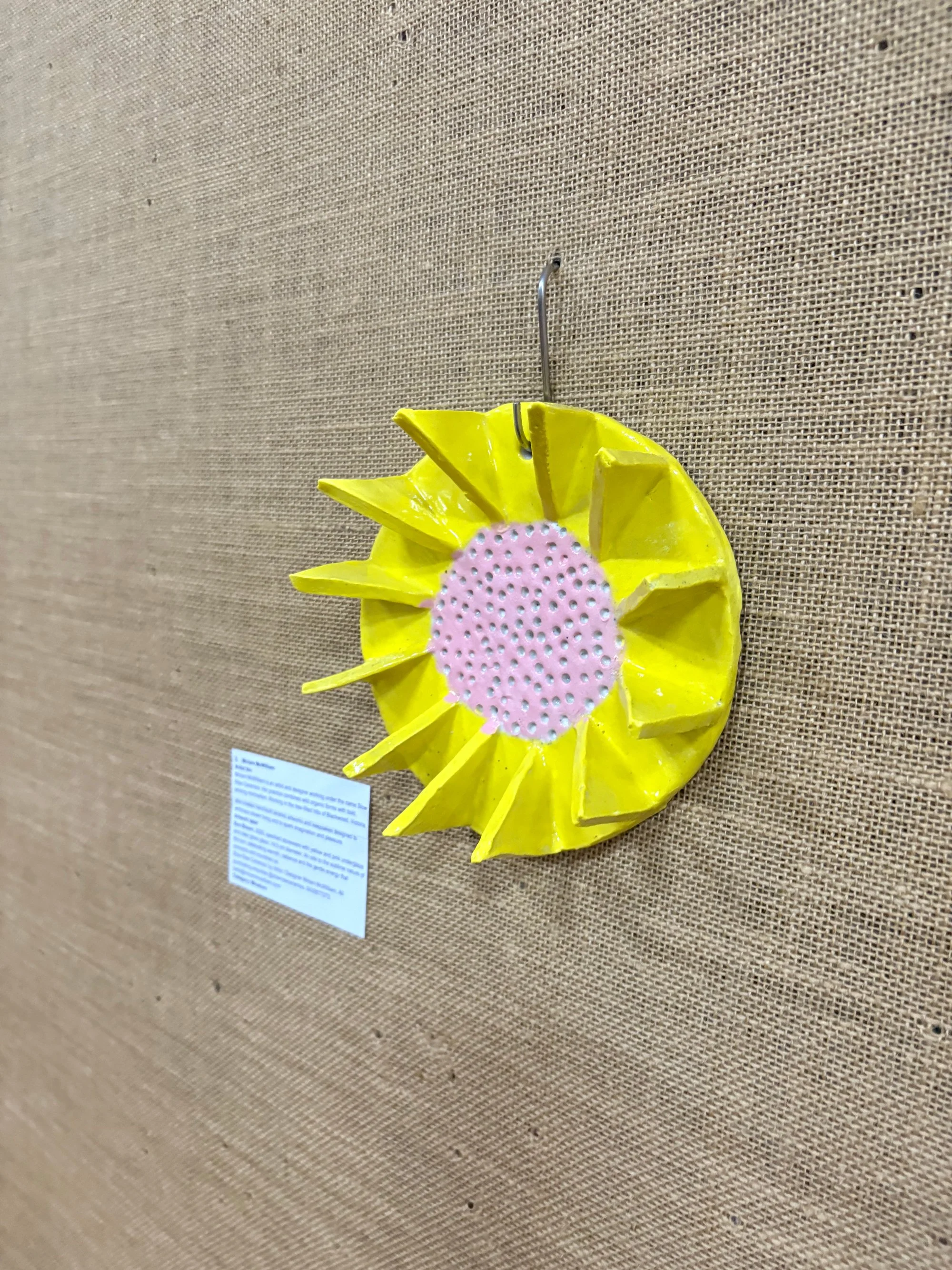 Sun Bloom Hand-built ceramic artwork exhibited at The Exhibition of Tiny Art, Inverleigh in 2026.