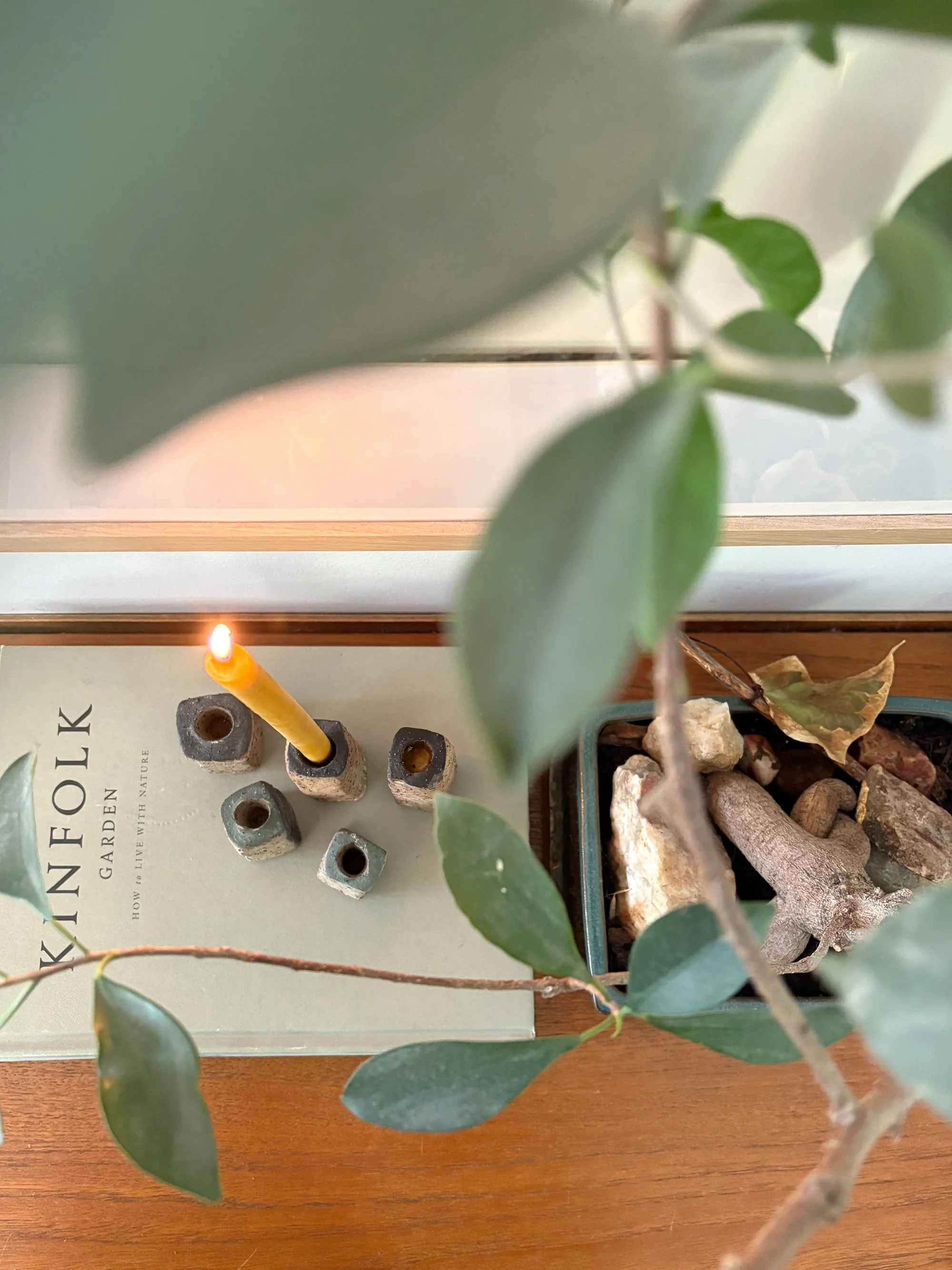 'Pillars of Place' hand-built ceramic candle holders by Miriam McWilliam of Slow Rise Ceramics