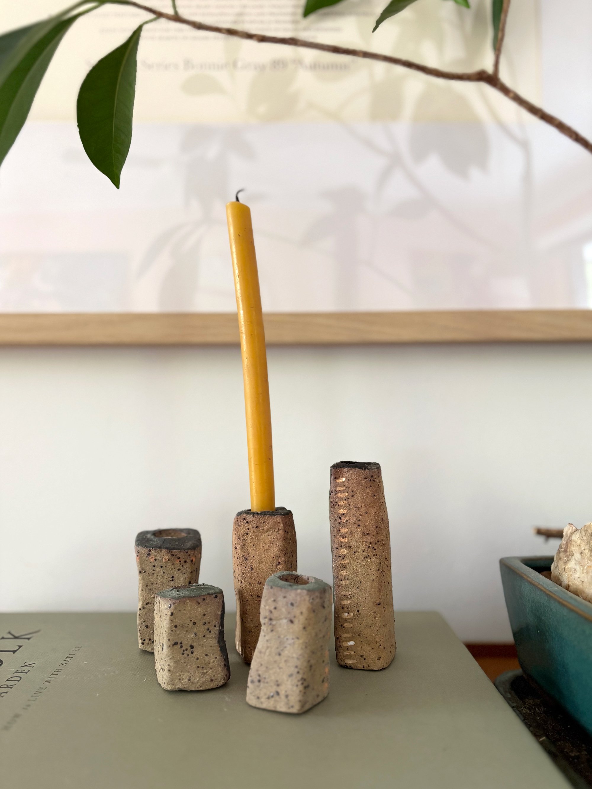 'Pillars of Place' hand-built ceramic candle holders by Miriam McWilliam of Slow Rise Ceramics