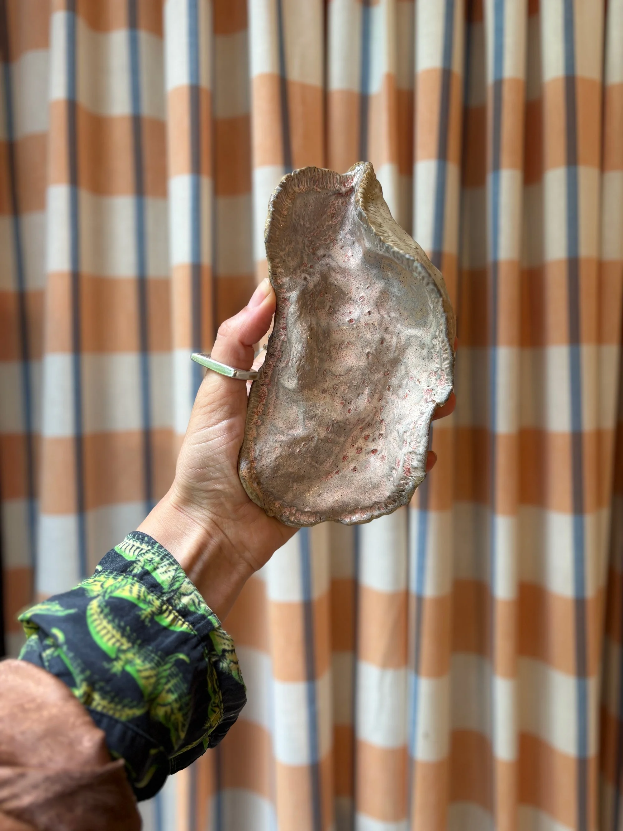 'Oyster Lover' Spoon Rest / Wall Artwork by Miriam McWilliam of Slow Rise Ceramics.