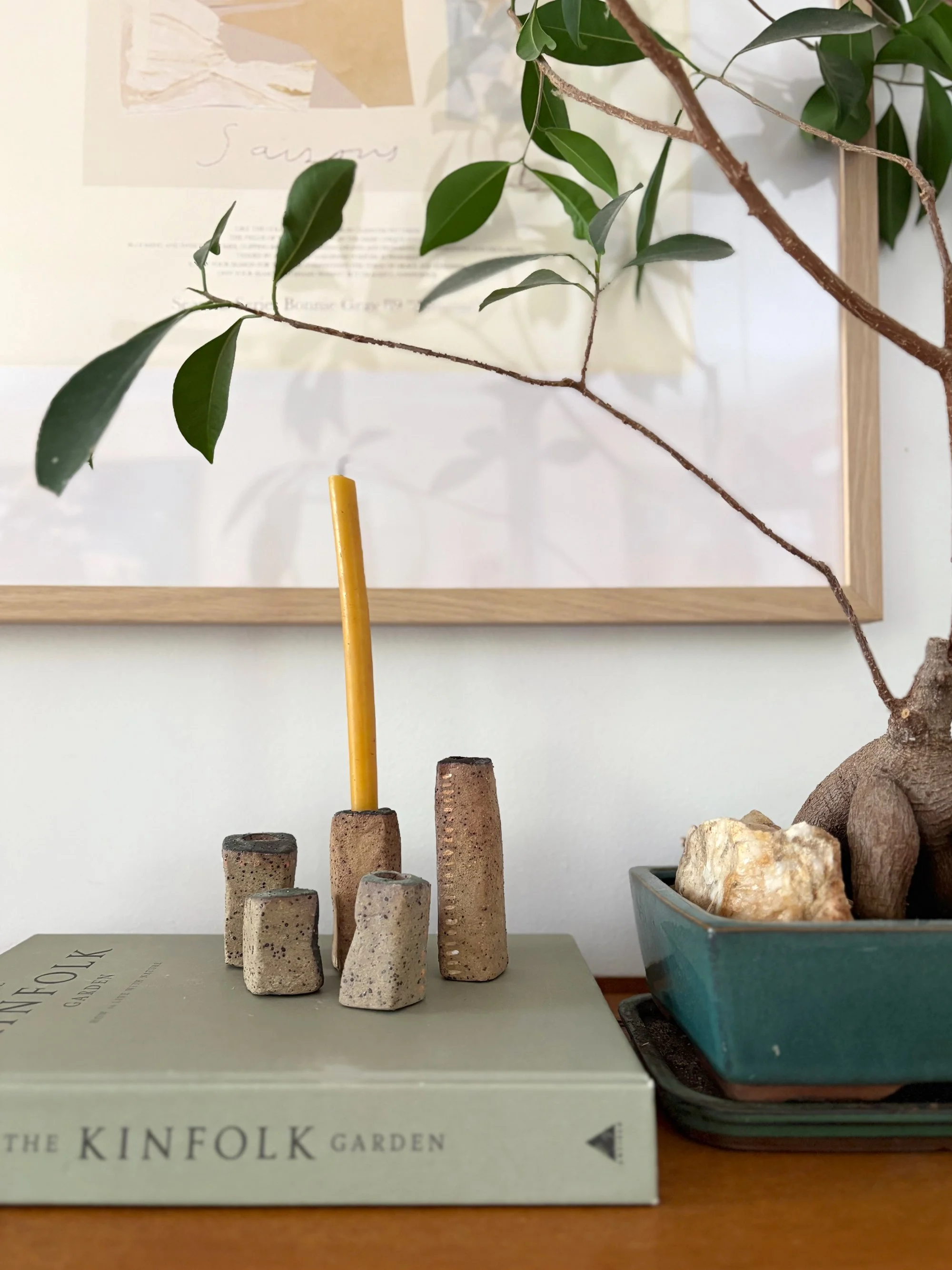 'Pillars of Place' hand-built ceramic candle holders by Miriam McWilliam of Slow Rise Ceramics