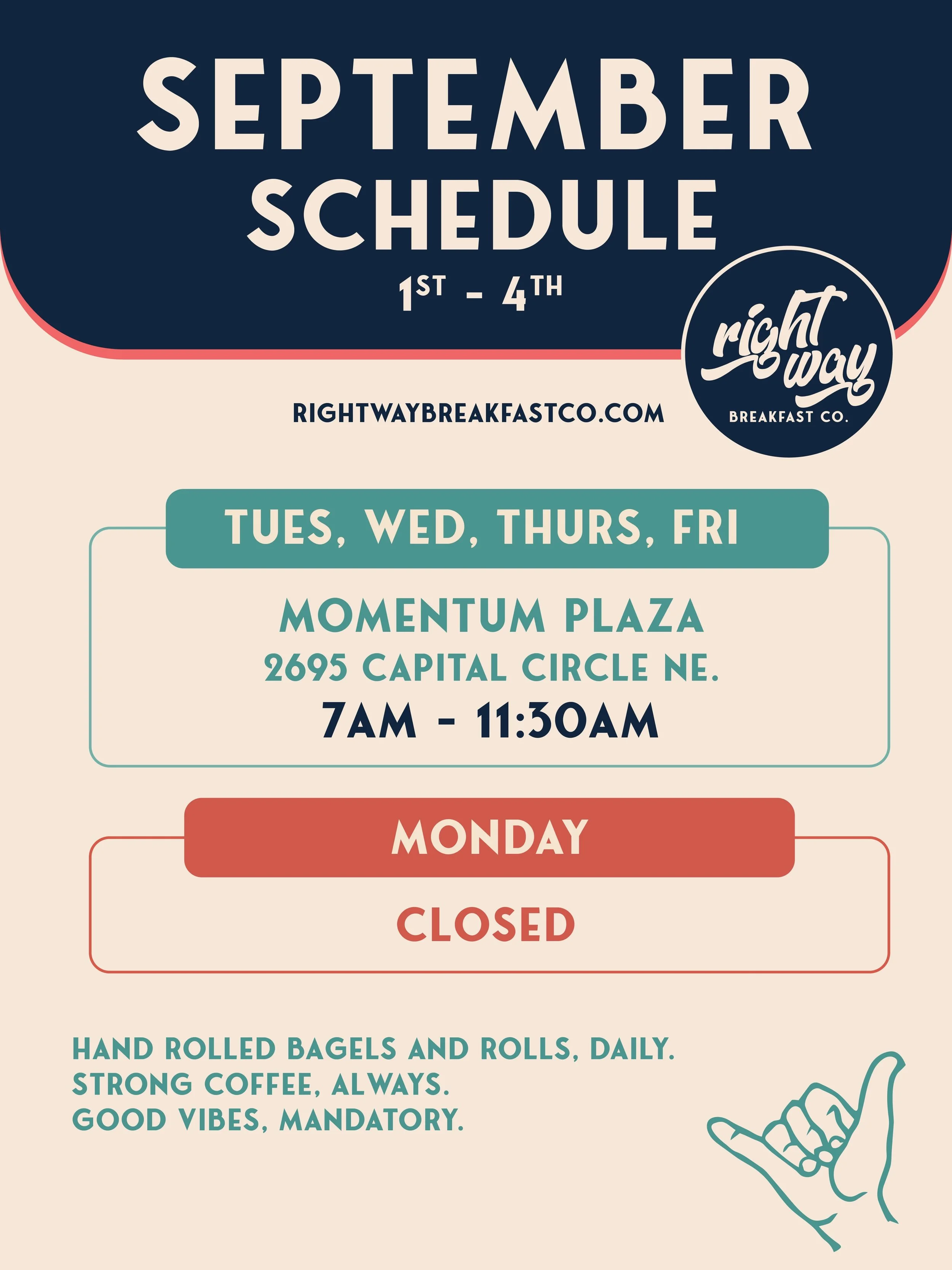 Fresh bagels &amp; rolls every Tuesday - Friday this month! Start your day with us, the Right Way 😉

#tallahassee #fsu #bagels #breakfast