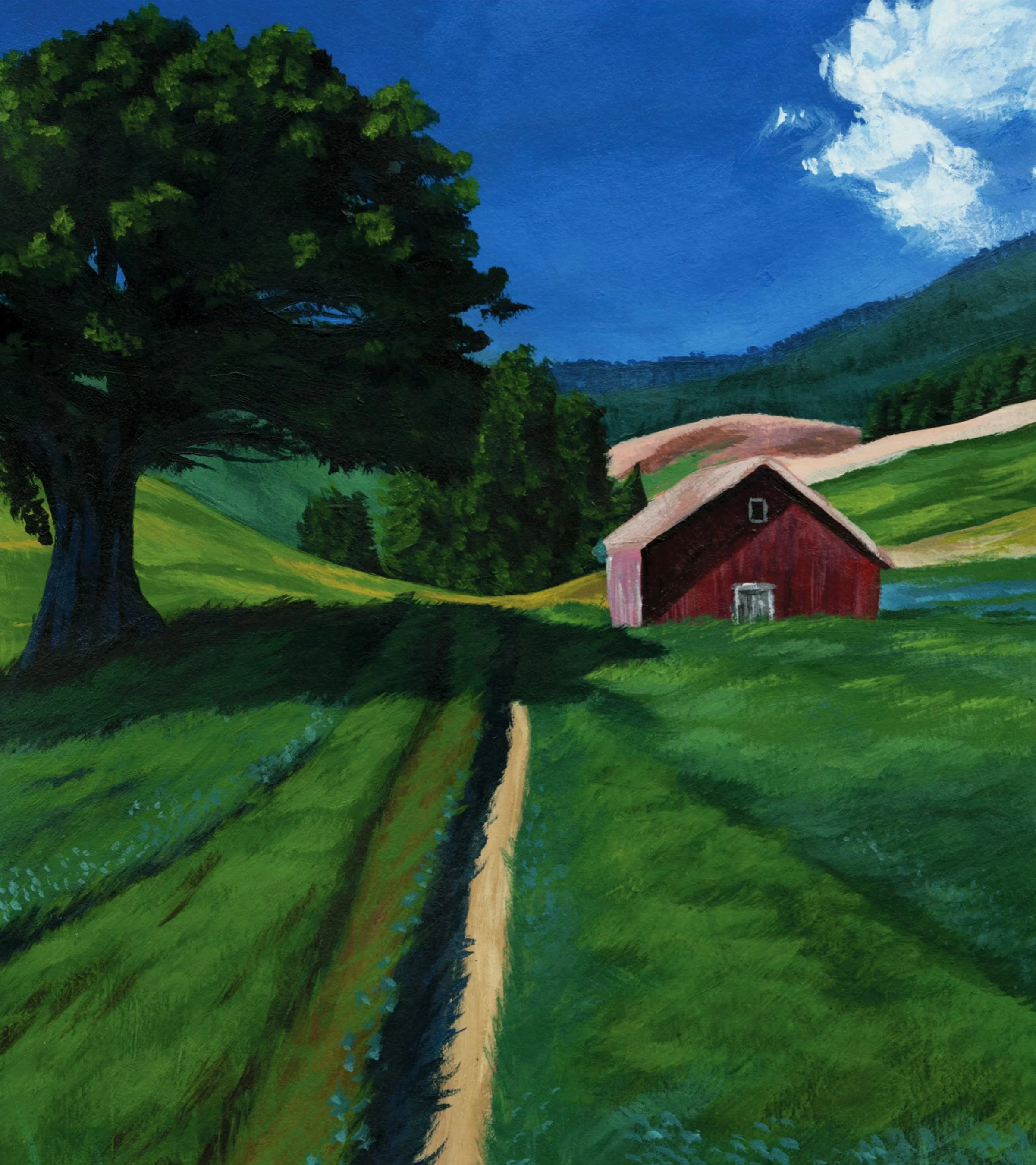 Landscape with Barn Print