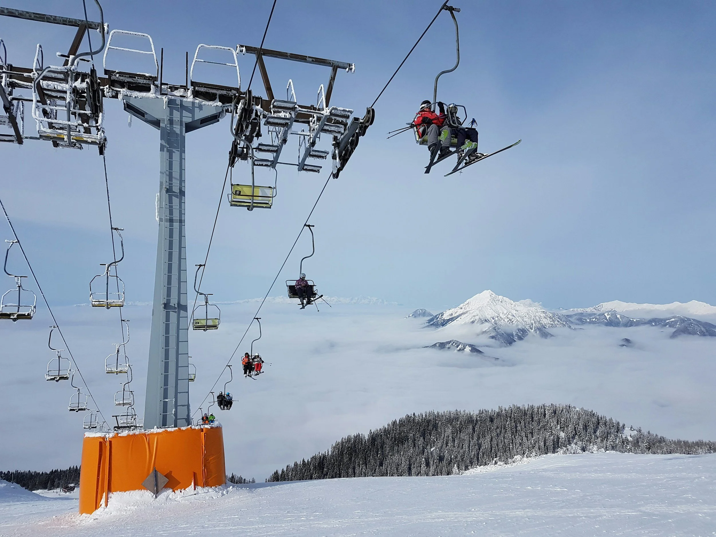 Ski resort chairlift on a sunny day