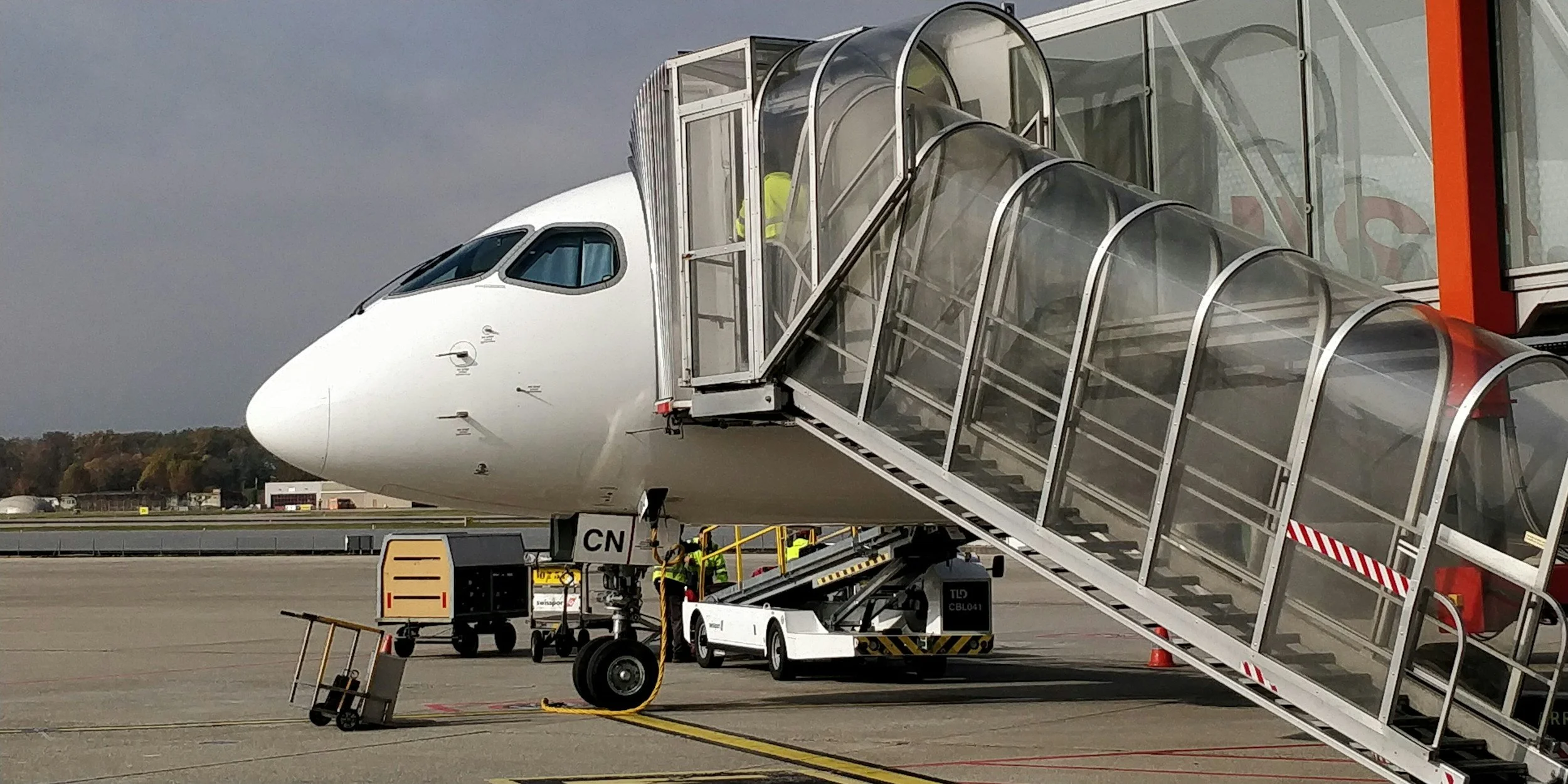 Airplane at an airport gate