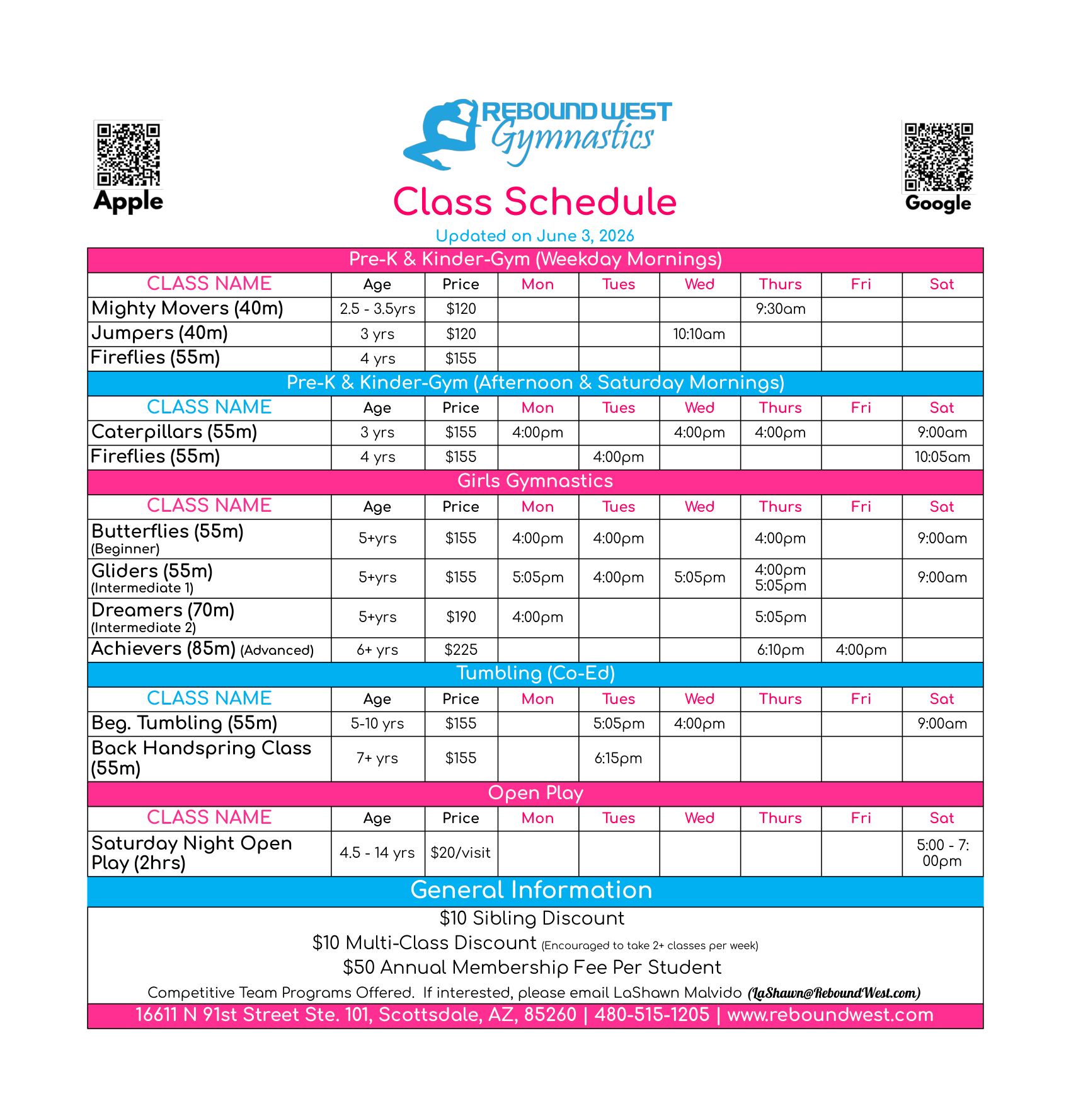 Gymnastics Class June Rebound West Gym