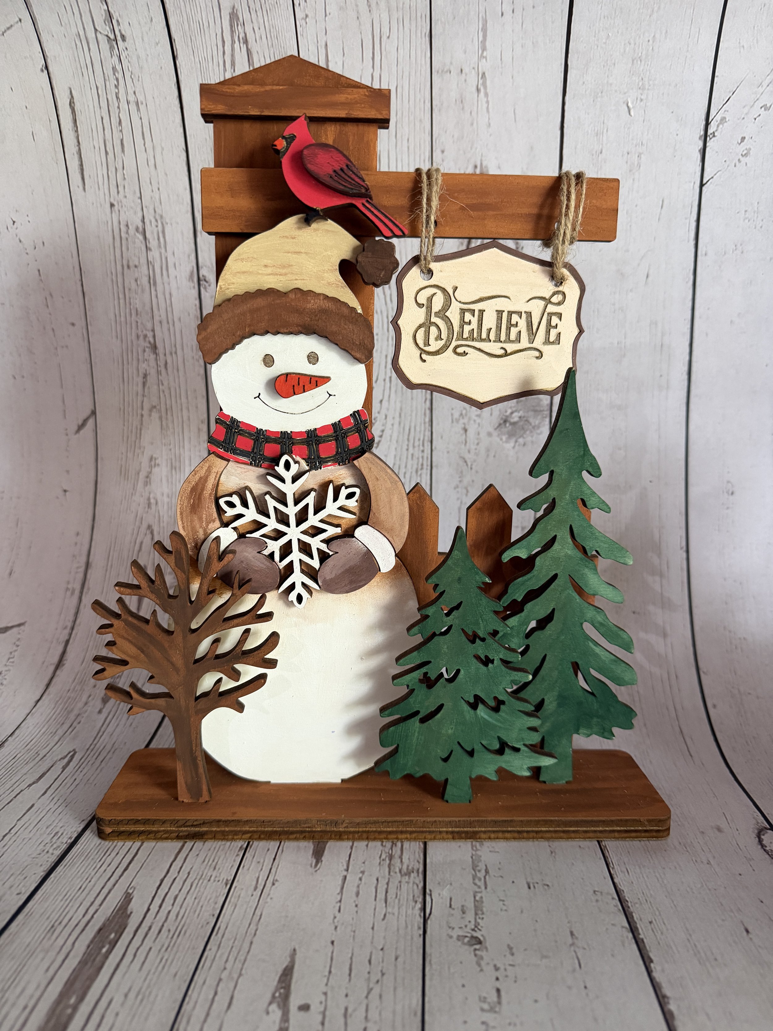 Woodsy Vintage Snowman Shelf Sitter