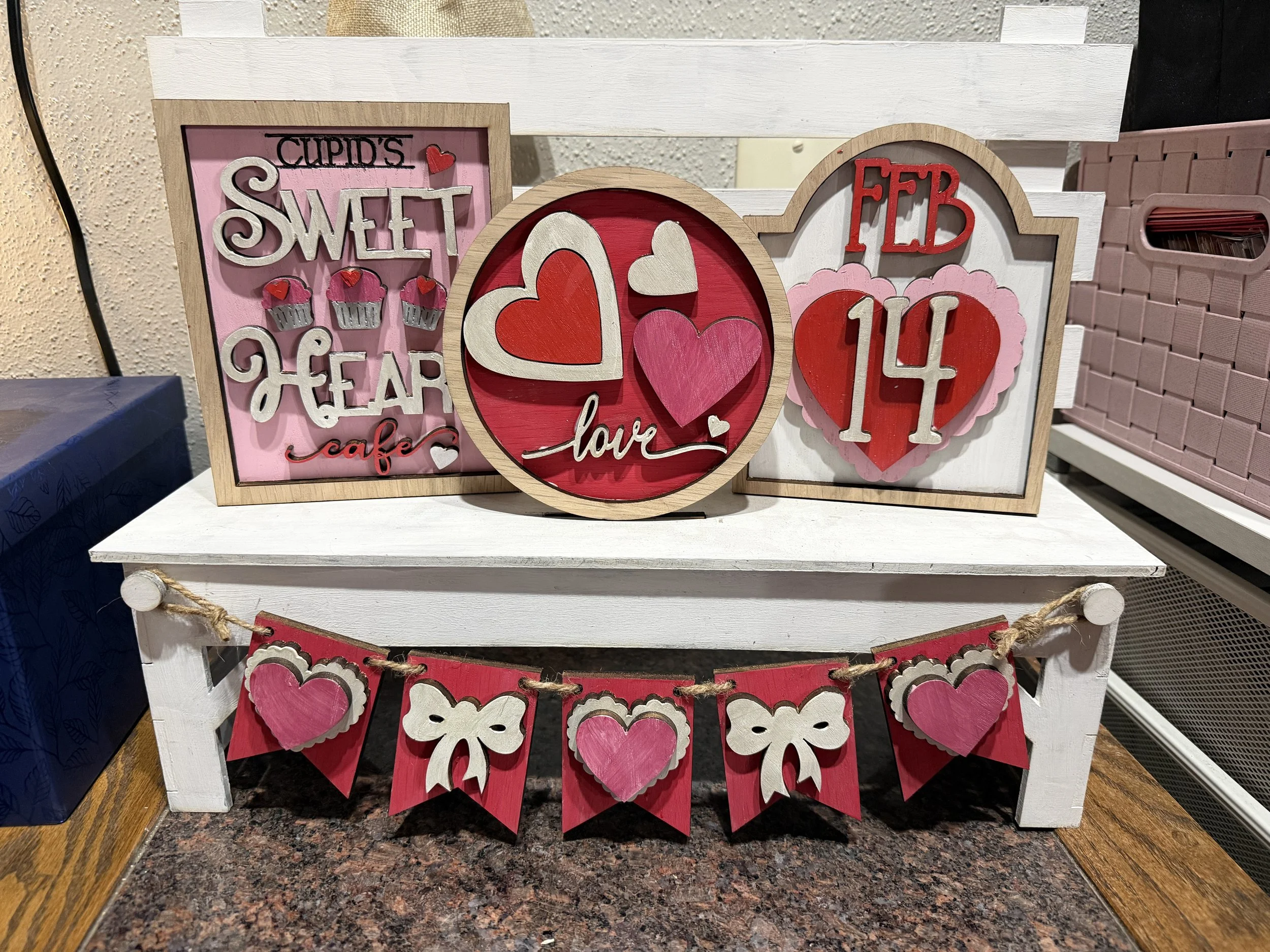 Valentine's Interchangeable Bench Decor Set