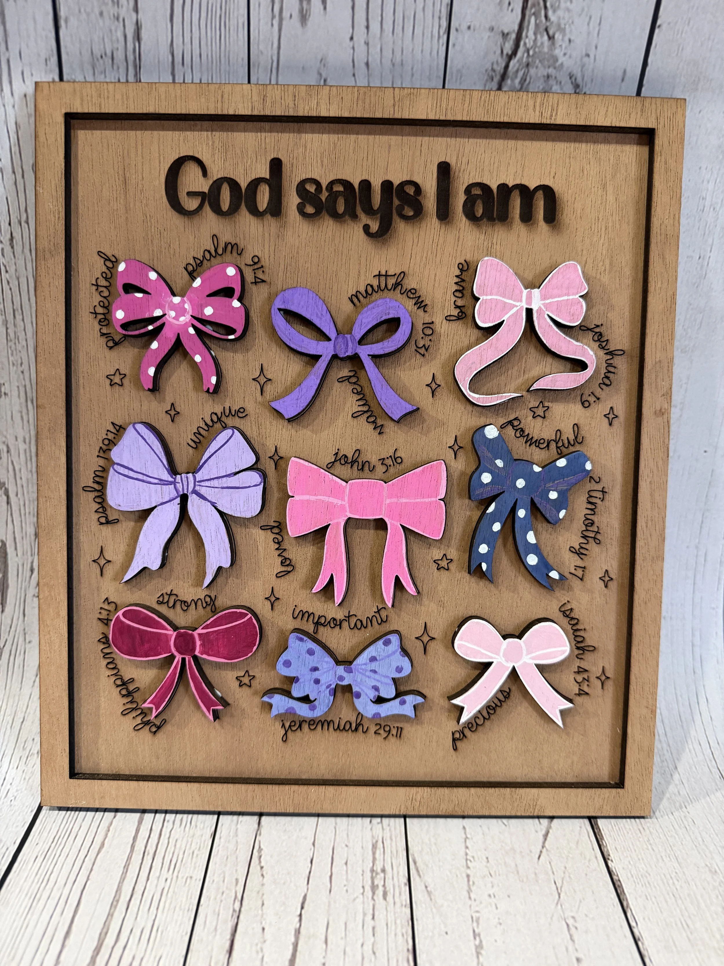 'God Says I Am' Decorative Bow Wall Art